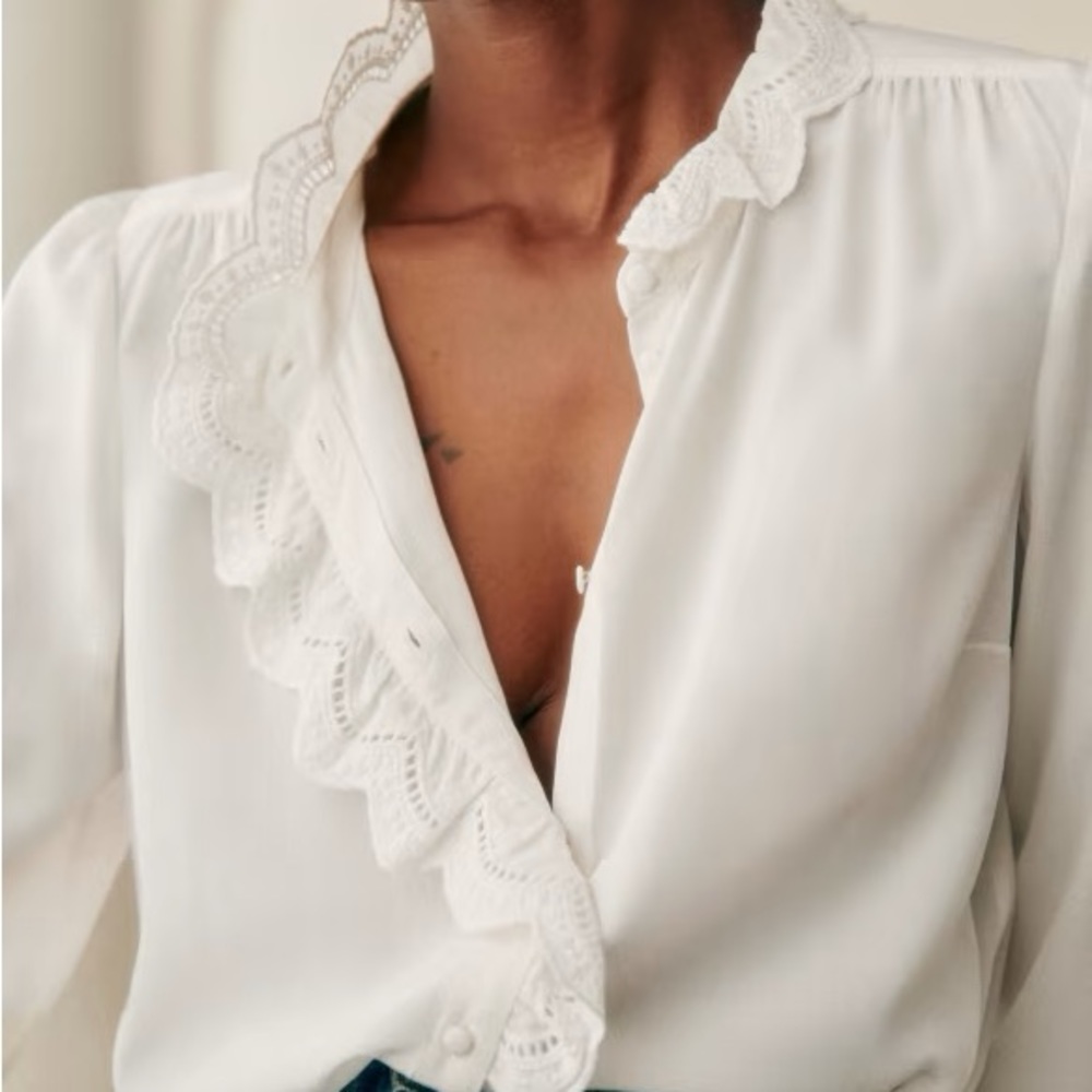 Sezane Chlo Blouse Ecru/White